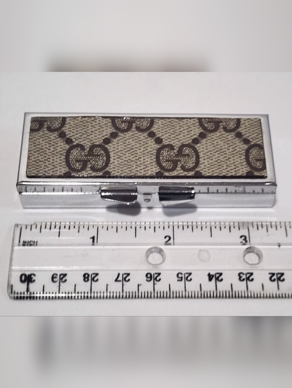 GG Monogram Canvas Silver pill box Case Mirror - Picture 3 of 3